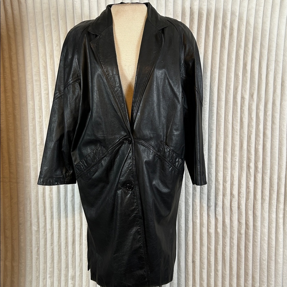 Vintage split end ltd leather coat jacket, sz small retro
